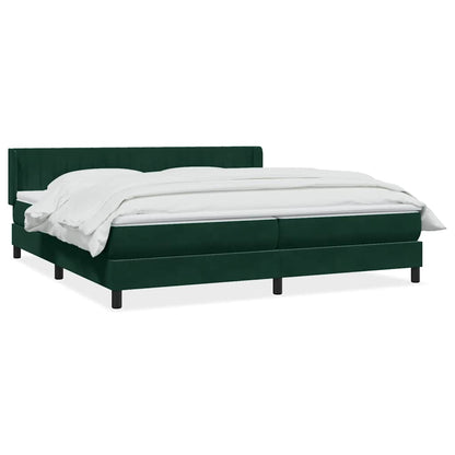 vidaXL Boxspringbett mit Matratze Dunkelgrün 180x210 cm Samt