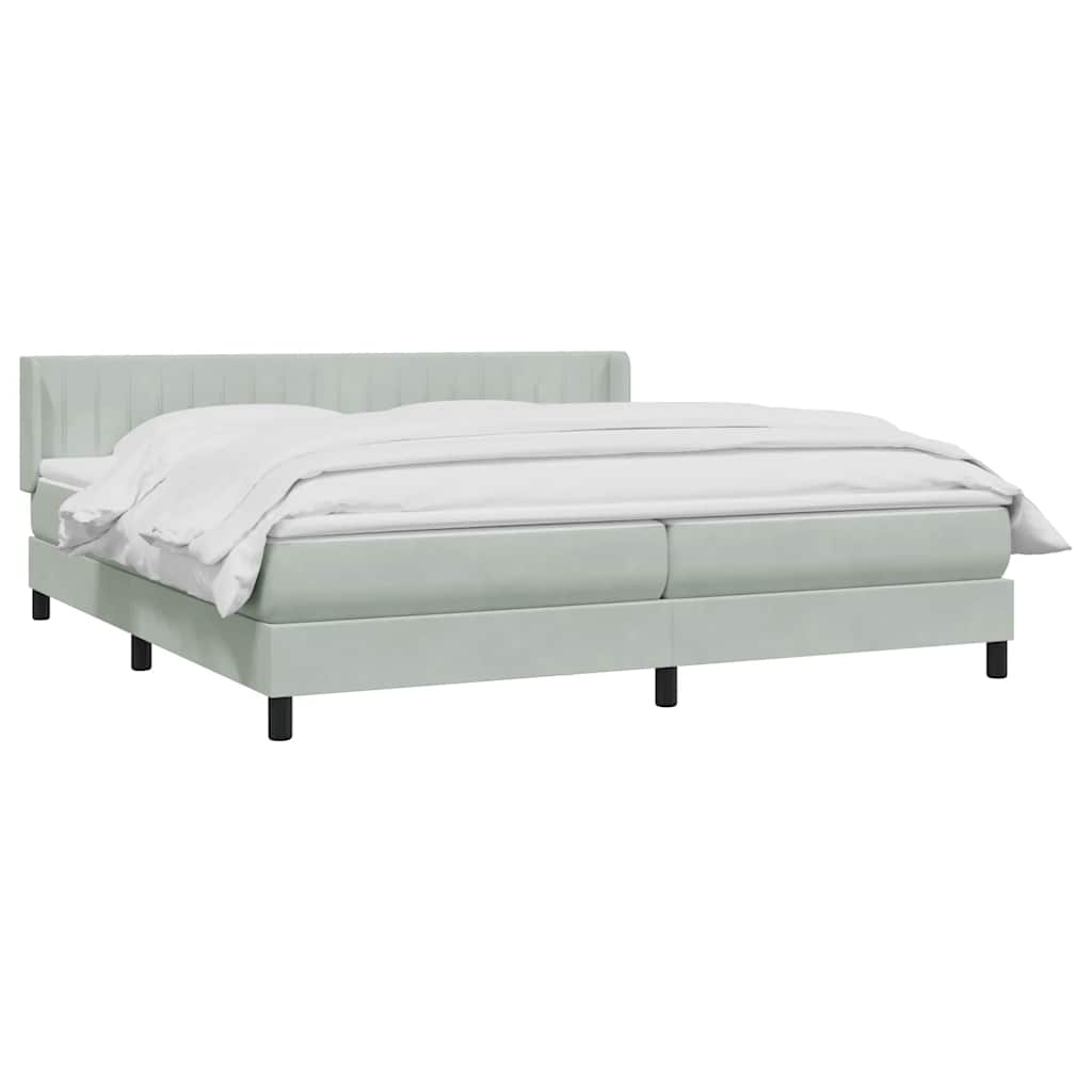 vidaXL Boxspringbett mit Matratze Hellgrau 200x210 cm Samt