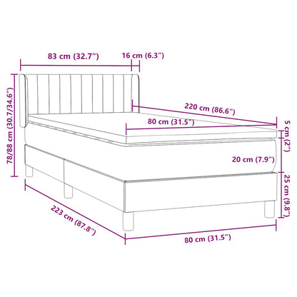 vidaXL Boxspringbett mit Matratze Schwarz 80x220 cm Samt