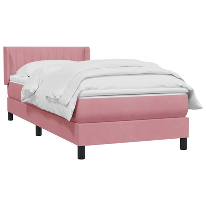 vidaXL Boxspringbett mit Matratze Rosa 90x220 cm Samt