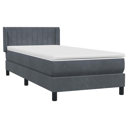 vidaXL Boxspringbett mit Matratze Dunkelgrau 100x220 cm Samt