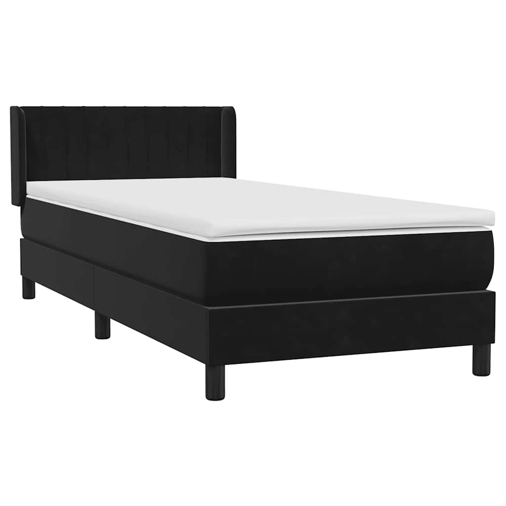 vidaXL Boxspringbett mit Matratze Schwarz 100x220 cm Samt
