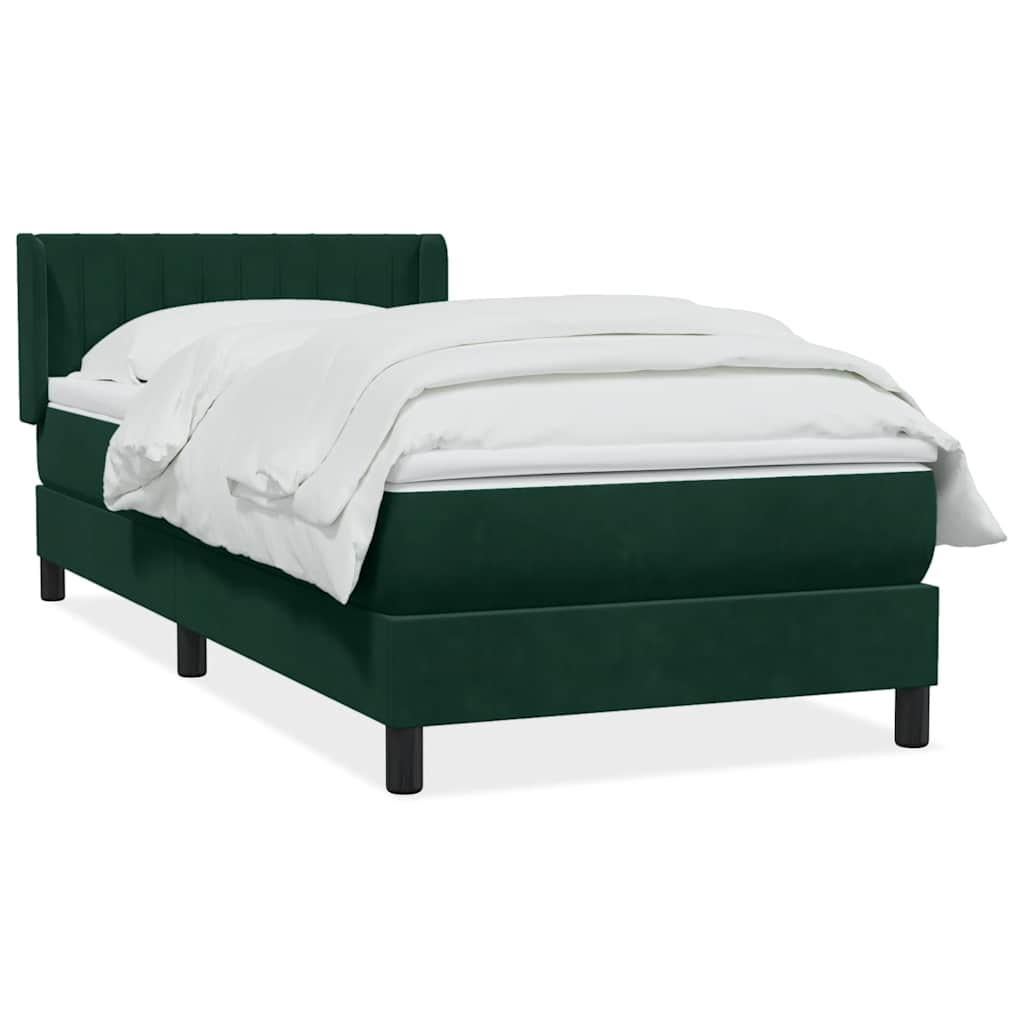 vidaXL Boxspringbett mit Matratze Dunkelgrün 100x220 cm Samt