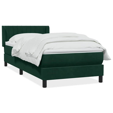 vidaXL Boxspringbett mit Matratze Dunkelgrün 100x220 cm Samt