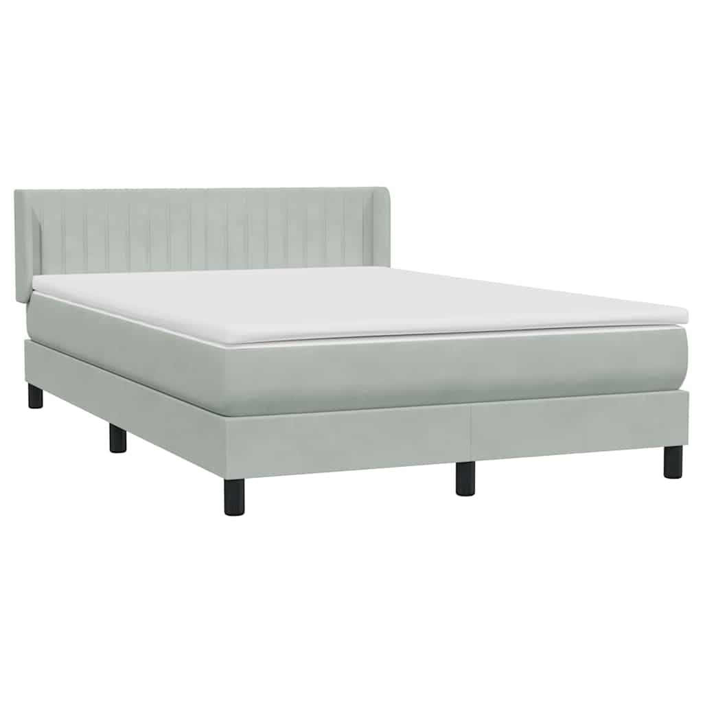 vidaXL Lit tapissier avec matelas Gris clair 140x220 cm Velours