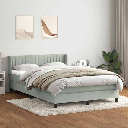 vidaXL Lit tapissier avec matelas Gris clair 140x220 cm Velours