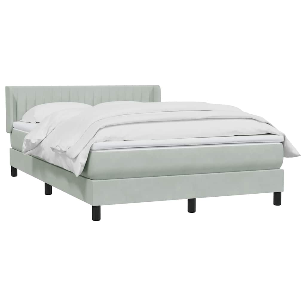 vidaXL Lit tapissier avec matelas Gris clair 140x220 cm Velours