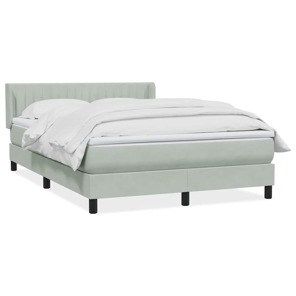 vidaXL Lit tapissier avec matelas Gris clair 140x220 cm Velours