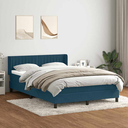vidaXL Boxspringbett mit Matratze Dunkelblau 140x220 cm Samt