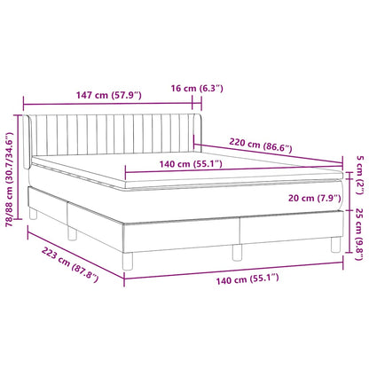 vidaXL Boxspringbett mit Matratze Rosa 140x220 cm Samt
