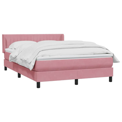 vidaXL Boxspringbett mit Matratze Rosa 140x220 cm Samt