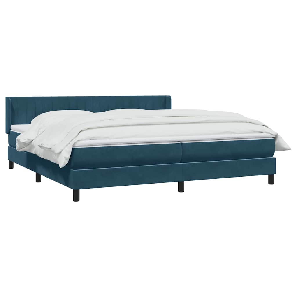 vidaXL Boxspringbett mit Matratze Dunkelblau 180x220 cm Samt