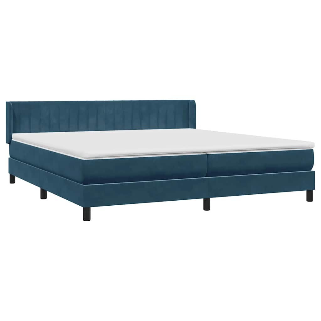 vidaXL Boxspringbett mit Matratze Dunkelblau 180x220 cm Samt