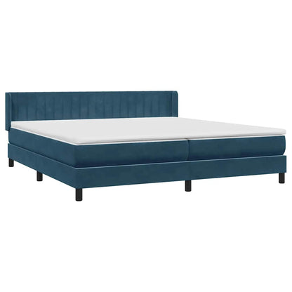 vidaXL Boxspringbett mit Matratze Dunkelblau 180x220 cm Samt