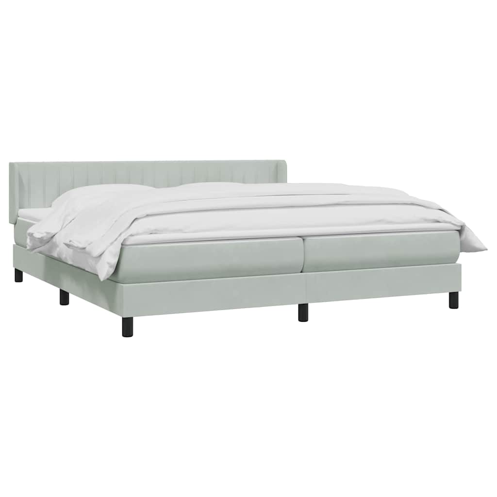 vidaXL Boxspringbett mit Matratze Hellgrau 200x220 cm Samt