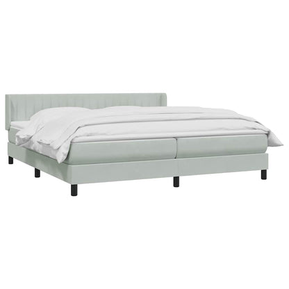 vidaXL Boxspringbett mit Matratze Hellgrau 200x220 cm Samt