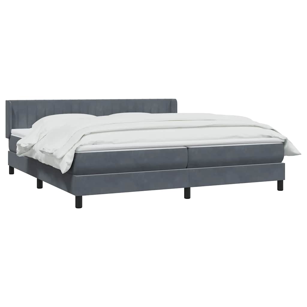 vidaXL Boxspringbett mit Matratze Dunkelgrau 200x220 cm Samt