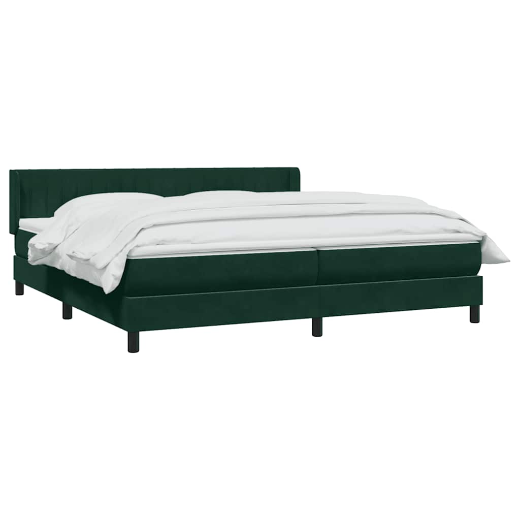 vidaXL Boxspringbett mit Matratze Dunkelgrün 200x220 cm Samt