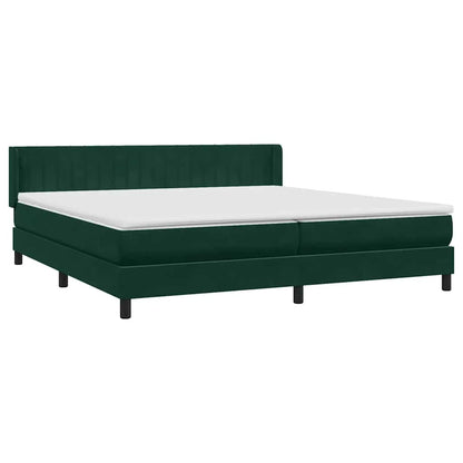 vidaXL Boxspringbett mit Matratze Dunkelgrün 200x220 cm Samt