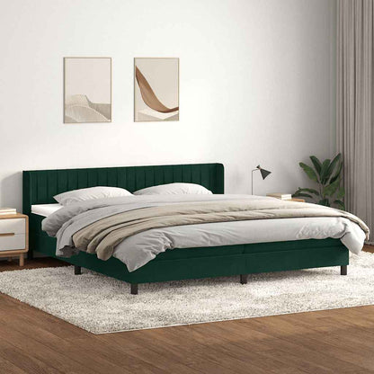 vidaXL Boxspringbett mit Matratze Dunkelgrün 200x220 cm Samt