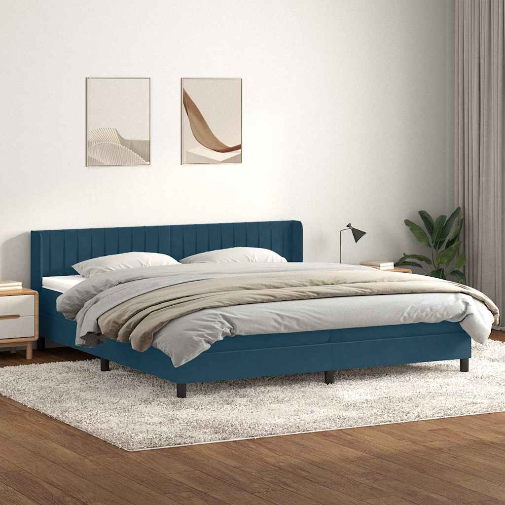vidaXL Boxspringbett mit Matratze Dunkelblau 200x220 cm Samt