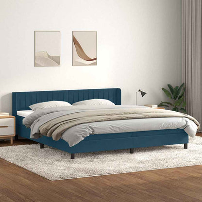 vidaXL Boxspringbett mit Matratze Dunkelblau 200x220 cm Samt