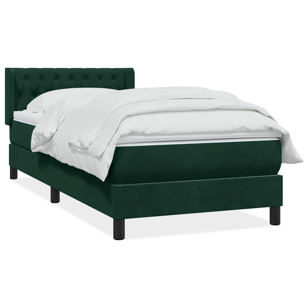 vidaXL Boxspringbett mit Matratze Dunkelgrün 90x210 cm Samt