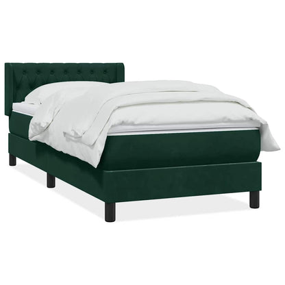 vidaXL Boxspringbett mit Matratze Dunkelgrün 90x210 cm Samt