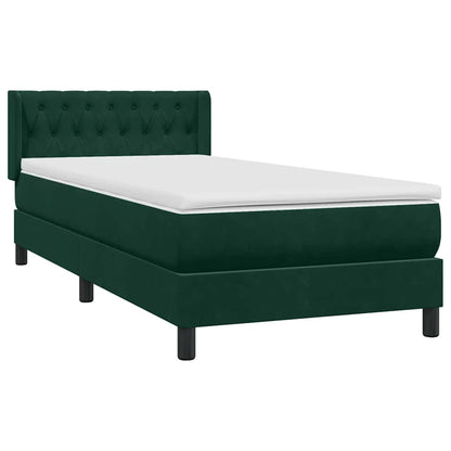 vidaXL Boxspringbett mit Matratze Dunkelgrün 90x210 cm Samt