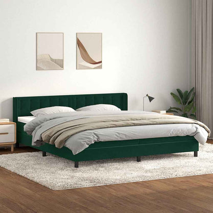 vidaXL Boxspringbett mit Matratze Dunkelgrün 90x210 cm Samt