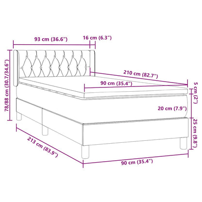 vidaXL Boxspringbett mit Matratze Rosa 90x210 cm Samt