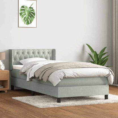 vidaXL Lit coffre avec matelas Gris clair 100x210 cm Velours