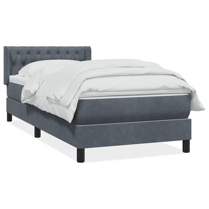 vidaXL Boxspringbett mit Matratze Dunkelgrau 100x210 cm Samt