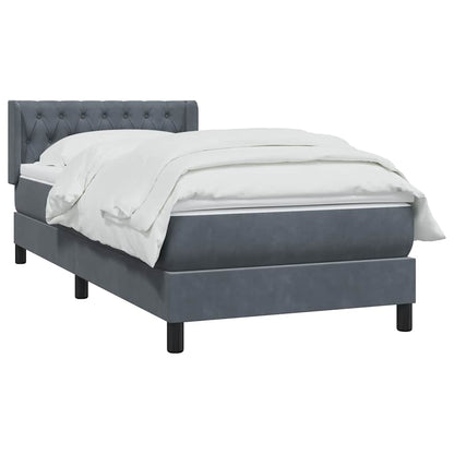 vidaXL Boxspringbett mit Matratze Dunkelgrau 100x210 cm Samt