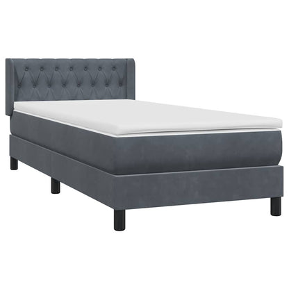 vidaXL Boxspringbett mit Matratze Dunkelgrau 100x210 cm Samt