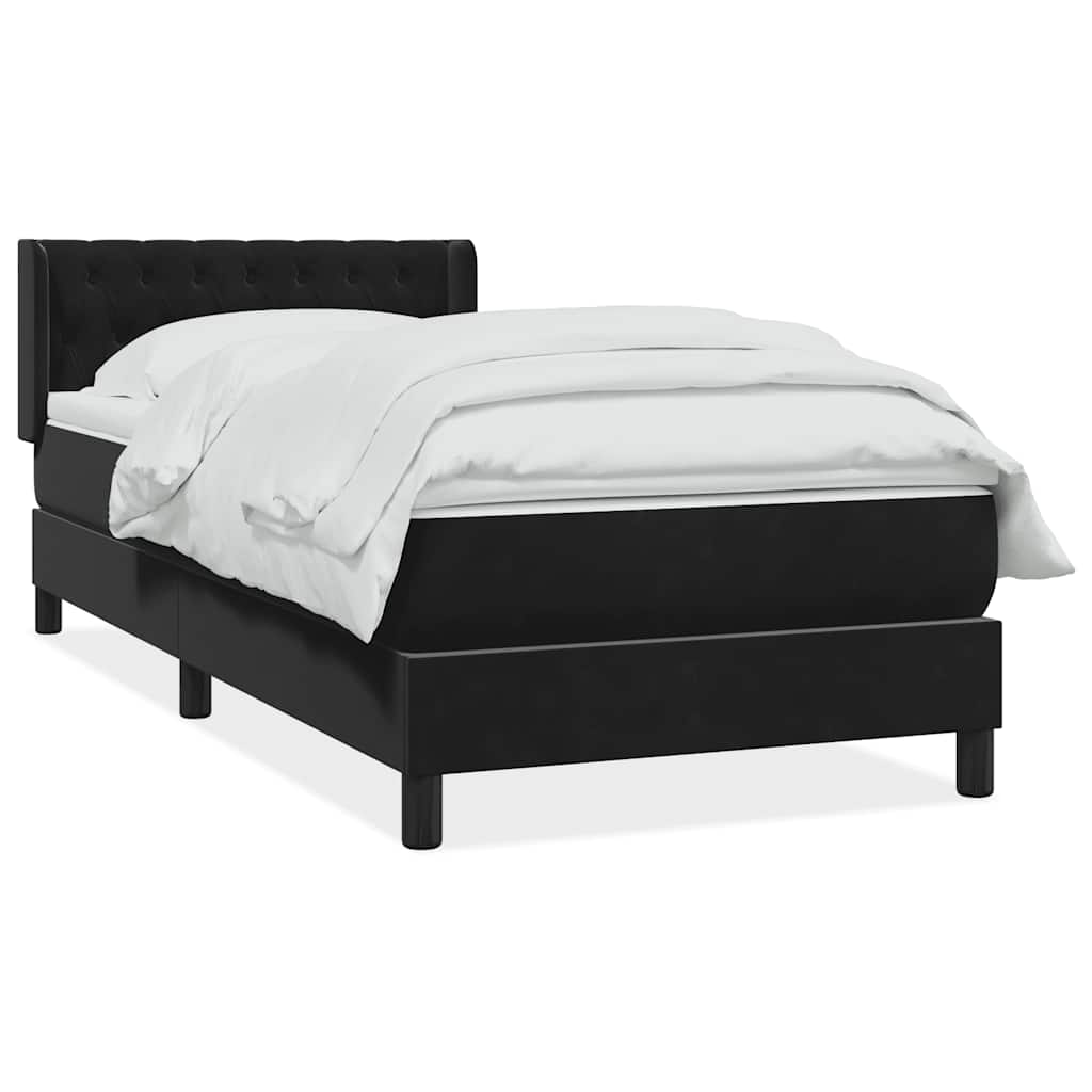 vidaXL Boxspringbett mit Matratze Schwarz 100x210 cm Samt