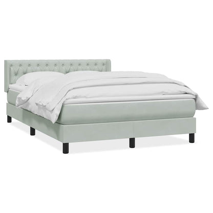 vidaXL Lit boxspring avec matelas Gris clair 140x210 cm Velours