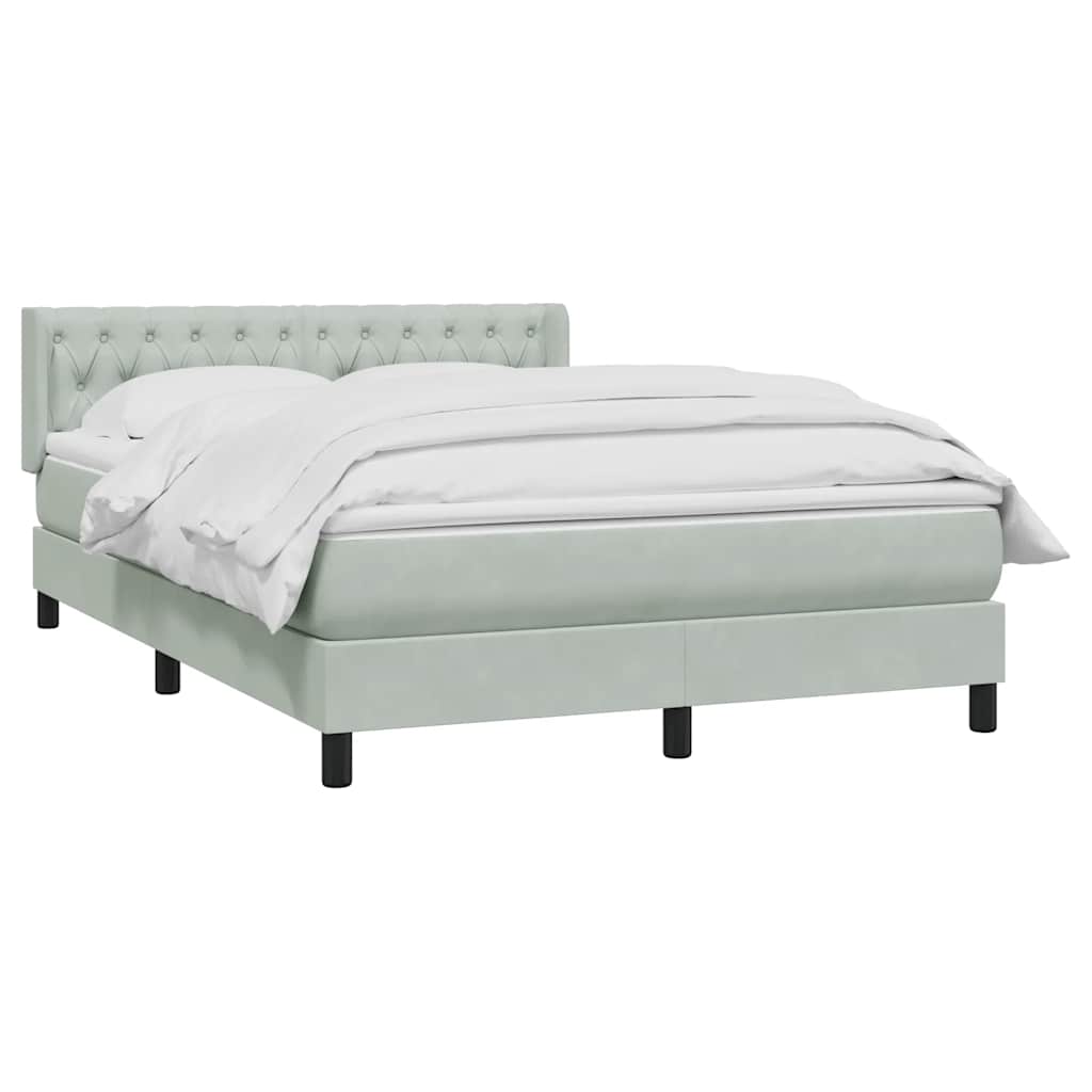 vidaXL Lit boxspring avec matelas Gris clair 140x210 cm Velours