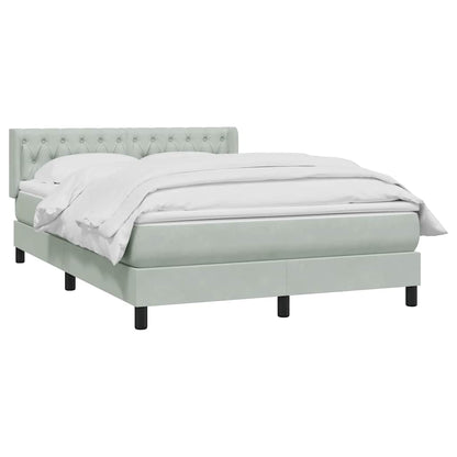 vidaXL Lit boxspring avec matelas Gris clair 140x210 cm Velours