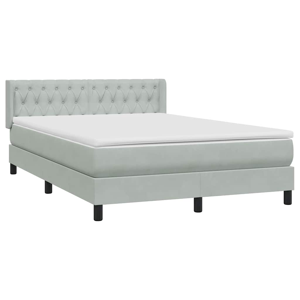 vidaXL Lit boxspring avec matelas Gris clair 140x210 cm Velours