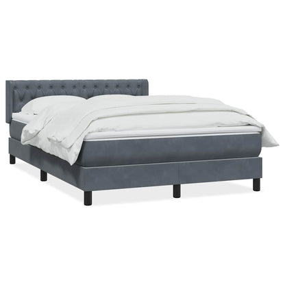 vidaXL Boxspringbett mit Matratze Dunkelgrau 160x210 cm Samt