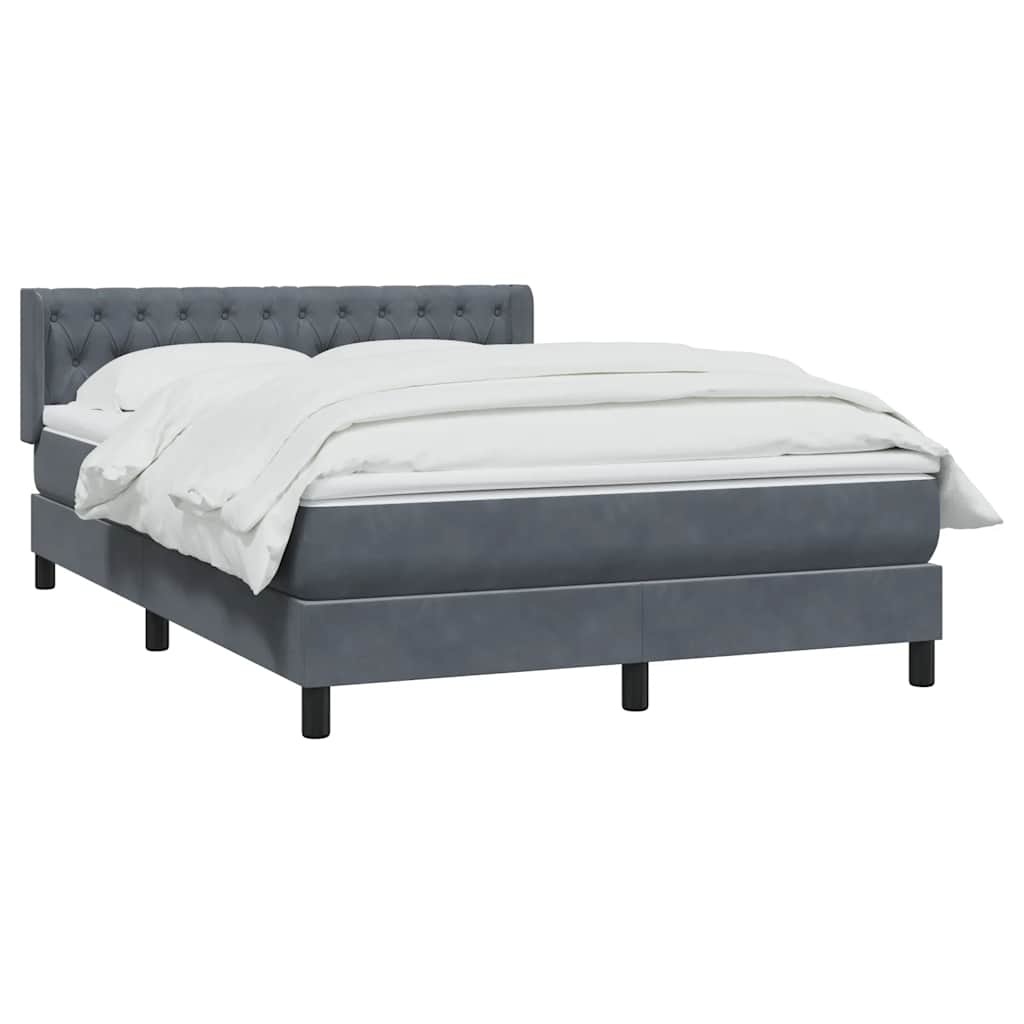 vidaXL Boxspringbett mit Matratze Dunkelgrau 160x210 cm Samt