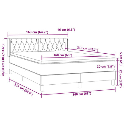 vidaXL Boxspringbett mit Matratze Dunkelgrün 160x210 cm Samt