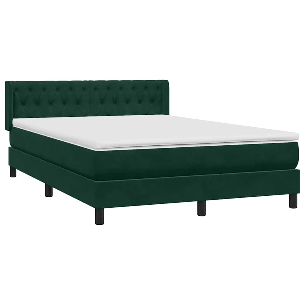 vidaXL Boxspringbett mit Matratze Dunkelgrün 160x210 cm Samt