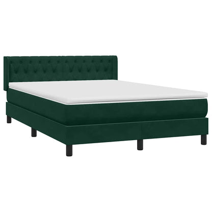 vidaXL Boxspringbett mit Matratze Dunkelgrün 160x210 cm Samt