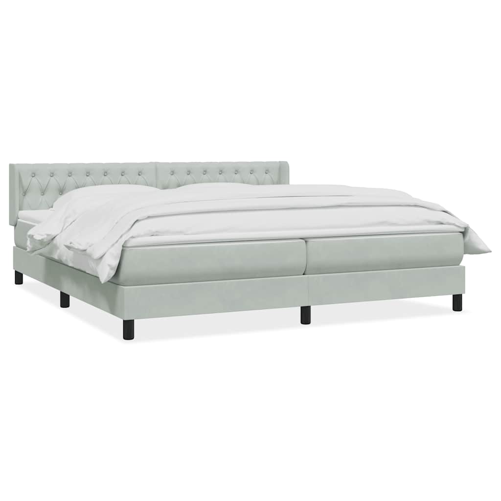 vidaXL Boxspringbett mit Matratze Hellgrau 180x210 cm Samt