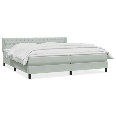 vidaXL Boxspringbett mit Matratze Hellgrau 180x210 cm Samt