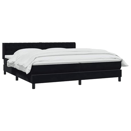 vidaXL Boxspringbett mit Matratze Schwarz 180x210 cm Samt