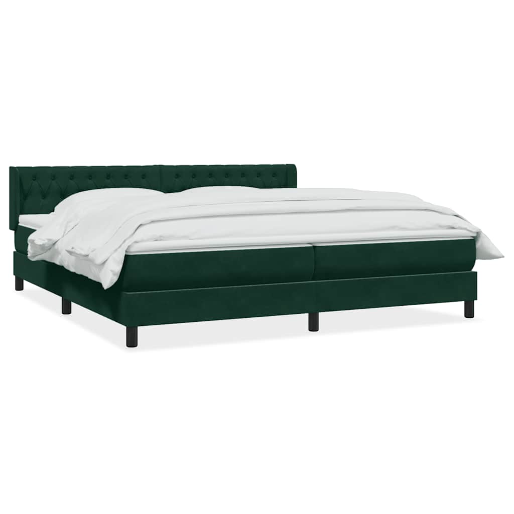 vidaXL Boxspringbett mit Matratze Dunkelgrün 180x210 cm Samt