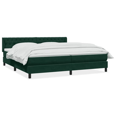 vidaXL Boxspringbett mit Matratze Dunkelgrün 180x210 cm Samt